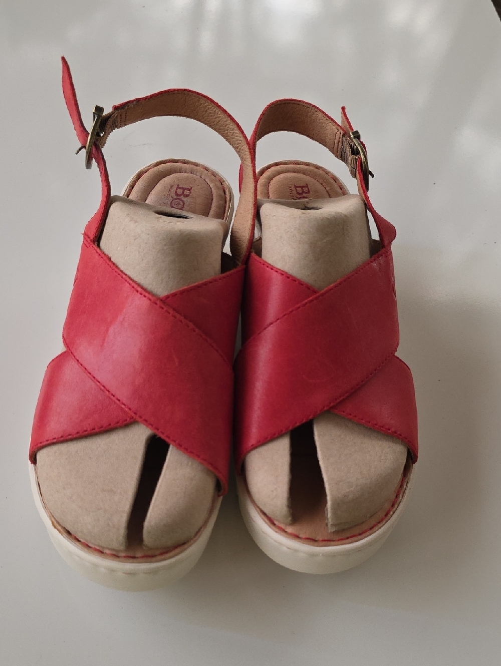 Born Malheur Red Leather‎ Slingback Sandals -